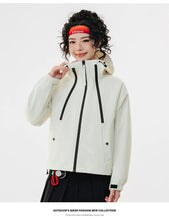 Load image into Gallery viewer, Women's Casual Hooded  Raglan Sleeves Double Zipper Jacket
