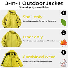 Load image into Gallery viewer, Men's 3-in-1 Jacket with Removable Fleece Liner, Waterproof Windproof Coat for Hiking, Camping, Travel and Daily Outdoor Use

