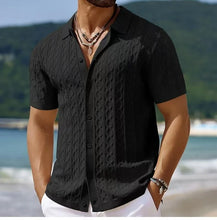 Load image into Gallery viewer, Summe Embroidery Men's Short Sleeved Fashion knitted Shirt 2025 Men's Business Solid Color Casual Button Cardigan POLO Shirt Top
