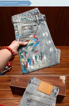 Load image into Gallery viewer, Broken Hole Nostalgic Cassic  Slim fit Denim pants
