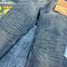 Load image into Gallery viewer, Heavy Washed Distressed Straight Blue Jeans
