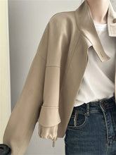 Load image into Gallery viewer, Standing Collar Short Hem Drawstring Trench Coat
