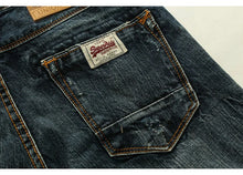 Load image into Gallery viewer, Designer Men  Retro Green Blue Slim Fit Ripped Jeans Men
