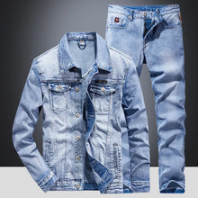 Load image into Gallery viewer, Spring Autumn Denim Suit Men's Slim Micro-stretch Two-piece Spring and Autumn Jacket Jeans
