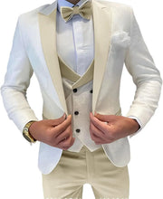 Load image into Gallery viewer, Mens Jacquard Suit 3 Piece Slim Fit Suits Prom Formal Business Suit for Men Jacket Vest Pants Wedding Suit
