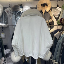 画像をギャラリービューアに読み込む, Fox Fur Denim Fleece-Lined and Batwing Sleeve Cotton Coat
