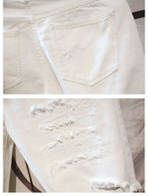 Load image into Gallery viewer, 2022 Summer Fashion Cropped Men's Tattered Ripped Shorts Loose Straight Casual White Denim Pants Streetwear Men Boyfriend Jeans
