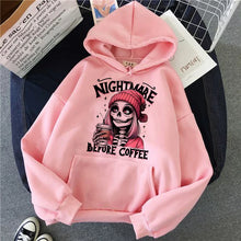 Load image into Gallery viewer, Slogan Nightmare Before Coffe Graphic Sweatshirt Unisex Fall Winter Hoody Y2k Clothing Women's Skeleton Halloween Pocket Hoodies
