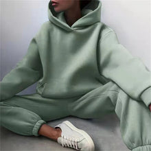 Load image into Gallery viewer, Women's Tracksuit Suit Autumn Fashion Warm Hoodie Sweatshirts Two Pieces Oversized Solid Casual Hoody Pullovers Long Pant Sets
