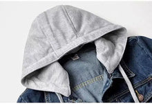 Load image into Gallery viewer, Denim Short Jacket for Women Short Autumn Winter Korean Long-sleeved Slim Hooded Versatile
