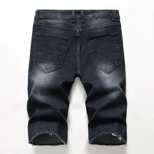 Load image into Gallery viewer, 2026 Summer Men's Red Rose Embroidered Jeans Shorts, Fashion Casual Shorts Black Blue White Men Torn and Frayed Denim Shorts
