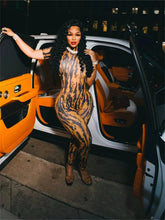 画像をギャラリービューアに読み込む, Weird Puss Sexy Stripe Print Jumpsuit
