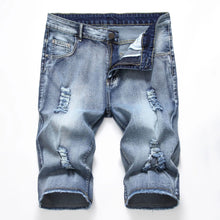 Load image into Gallery viewer, 2026 Summer Men's Red Rose Embroidered Jeans Shorts, Fashion Casual Shorts Black Blue White Men Torn and Frayed Denim Shorts
