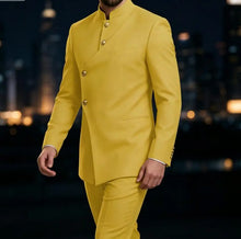 Load image into Gallery viewer, Mandarin Collar Suit Blazer Pants Set
