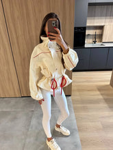 Load image into Gallery viewer, Women's Fashion Drawstring  Lapel Long Sleeve Single-Breasted Slim Coat Jacjket
