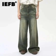 Load image into Gallery viewer, IEFB Fashion Loose Men's Straight Denim Pants American Style Casual Worn-out Design Wide Leg Jeans Summer New Trend 9C6256
