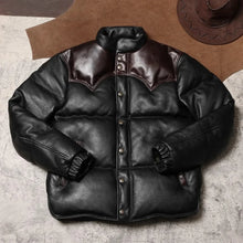Load image into Gallery viewer, YR-Original Thick Leather Winter Jacket, Vintage Style, Heavy Real Cowhide Coat, 400g Duck Down Cloth, Quality Wholesales
