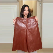 Load image into Gallery viewer, Street Women's Cropped Leather Jacket Skirt Set Stand Collar Zipper Coats Pleated Mini Skirts 2026 Spring Lady Fashion Suit
