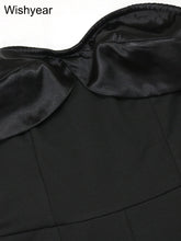 Load image into Gallery viewer, New One Pieces Jumpsuits Women Black Strapless Sleeveless Sexy Rompers Slim Fit Long Ruffles Flare Pant Night Club Even Overalls
