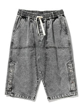 Load image into Gallery viewer, 8XL Summer Men's Jeans Denim Breeches Calf-Length Casual Shorts Washed Cotton Drawstring Straight Capris Pants Big Size
