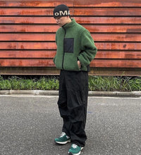 Load image into Gallery viewer, Streetwear Harajuku Winter Jackets Plush Fleece Coats Hip Hop Oversized Zipper Jacket No. 8 Billiard Patchwork Jacket Outwear
