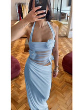 Charger l'image dans la galerie, Dulzura Summer Halter Backless Flower Decoration Sheer Mesh Long Dress
