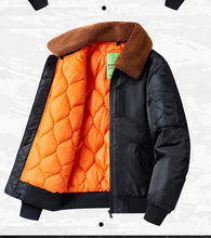 Load image into Gallery viewer, Winter Mens Fur Collar Bomber Jacket Military Coats Thick Cotton Liner Warm MA-1 Flight Pilot Jacket Male
