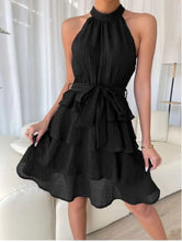 Load image into Gallery viewer, Women's Red Mini Dress Vestidos 2025 Summer Fashion Sexy Style Halter Sleeveless Ruffle Edge Tied Woman Dresses Women Sundress
