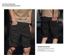 Load image into Gallery viewer, Men's Fashion Denim Shorts Summer Ripped Casual Denim Knee Length Solid Jeans Shorts White Classic Jeans Shorts Y2k Streetwear

