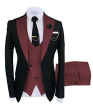 Load image into Gallery viewer, Men  Slim Fit  Tuxedos  Formal  Jacket Pant Vest 3 Pieces Suit

