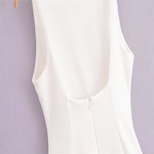 Load image into Gallery viewer, Sexy Women Mini Dress Green Bule Pink Black White O Neck Ruffle Design Sexy Bodycon Dress Women Sleeveless Party Dress
