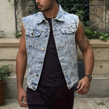 Load image into Gallery viewer, Jackets For Man Coat Spring New Denim Vest Trend Single Row Buttons Sleeveless Mens Waistcoat Outerwear
