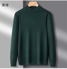 Load image into Gallery viewer, Men's Mock Neck 100% Pure Woolen Sweaters Autumn Winter Warm Cashmere Sweater Solid Knitted Pullovers for Men Slim Knitwear Tops
