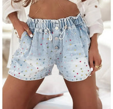 Load image into Gallery viewer, Denim Shorts for Women Streetwear Fashionable and Casual Rhinestone Versatile Y2k Cowboy Half Pants for Female Summer 2024 New
