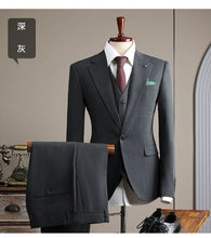 Load image into Gallery viewer, High Quality Men's Suit (jacket+vest+pants) Formal Business Office Men's Suits Groom Wedding Party Dress Solid Color Suit S-4XL
