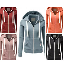 Load image into Gallery viewer, Autumn/Winter New Women'sPersonalized Fashion Sports Hoodie Long Sleeve Drawstring Pocket Zipper Coat Woolen Sweater Top CYXX386

