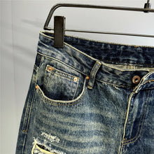 Load image into Gallery viewer, Mens Ripped Baggy Distressed Denim Straight Leg Patchwork Oversized  Jeans
