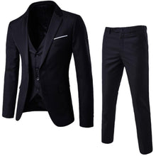 Load image into Gallery viewer, Men Blazers 3 Pieces Slim Fit Turn down Collar Vest Pants Jackets Suit
