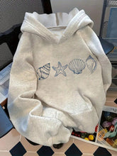 Load image into Gallery viewer, 2025 Autumn/Winter Women's Grey Nautical Shell and Starfish Print Hoodie Pullover Shell Logo Soft Casual Wear Fall Clotheswinter
