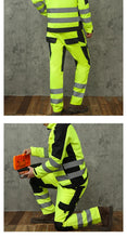 Load image into Gallery viewer, Safety Work Suit Men Mechanic Jacket and Pant Sets for Working Hi Vis Workwear Multi Pockets Workshop Uniforms
