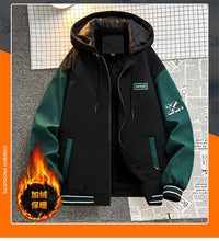 Load image into Gallery viewer, Autumn Winter Fleece Jacket Men 10XL Plus Size Varsity Jacket Fashion Sleeve Patchwork Coat Male Warm Jackets Big Size 10XL

