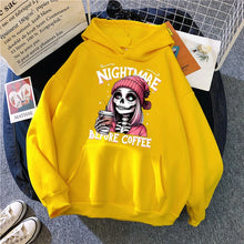 Load image into Gallery viewer, Slogan Nightmare Before Coffe Graphic Sweatshirt Unisex Fall Winter Hoody Y2k Clothing Women's Skeleton Halloween Pocket Hoodies
