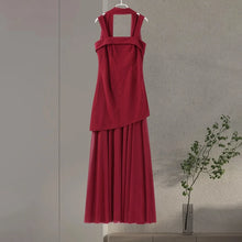 Cargar imagen en el visor de la galería, Women Loose Sleeveless Patchwork Mesh Split Scarf  Dresses
