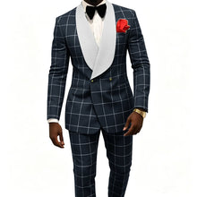 Load image into Gallery viewer, Men's Suit – Plaid Fabric, Groom's Tailcoat for Weddings, Classic Custom 2-Piece Suit (Jacket &amp; Trousers)
