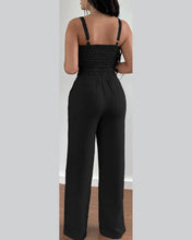 Cargar imagen en el visor de la galería, 2 Piece  V-Neck Strap Shirred Slim Crop Top &amp; Lace-up Wide Leg Pants Sets
