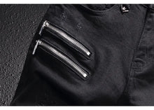 Load image into Gallery viewer, Men Elastic Slim Fit Destroyed Ripped Jeans
