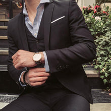 Load image into Gallery viewer, Men Blazers 3 Pieces Slim Fit Turn down Collar Vest Pants Jackets Suit
