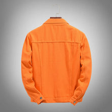 Load image into Gallery viewer, Men's Long-sleeve Orange Denim Jackets
