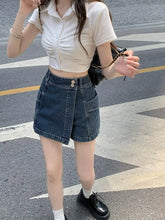 Load image into Gallery viewer, High Waist Denim Women Loose Slimming Hip Covering Skirt  Shorts
