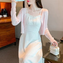 Load image into Gallery viewer, Women's Two Piece Set Long Sleeve Female Outfits Beach Dress Midi New in The Same Vintage Clothing Trend 2025 Elegant Casual
